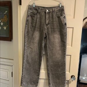 Grey Wide Leg Jeans